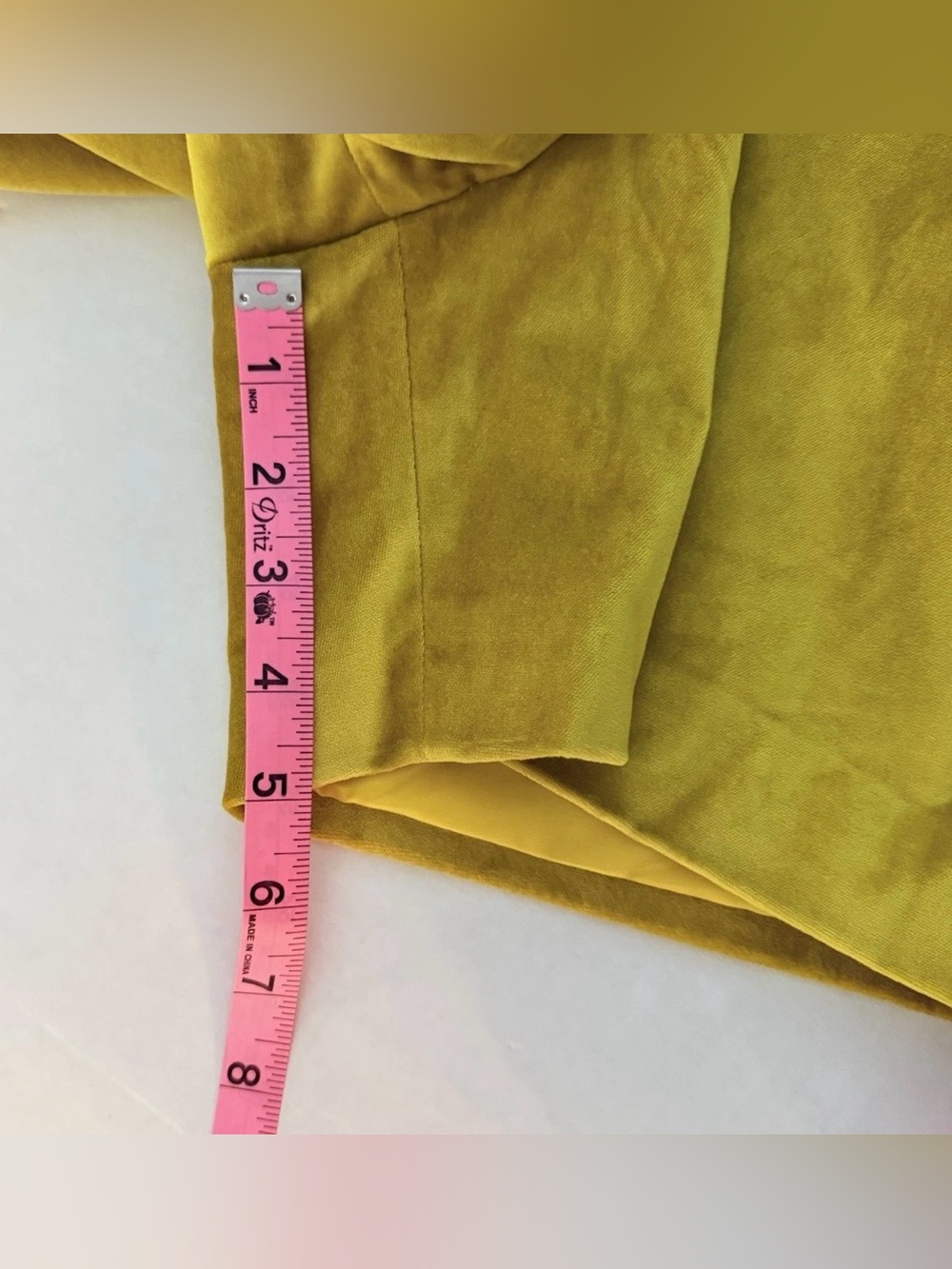 Karen Millen Soft Lined Mustard Yellow Velvet Pleated A-Line Dress Shorts Size 4 - Picture 7 of 12